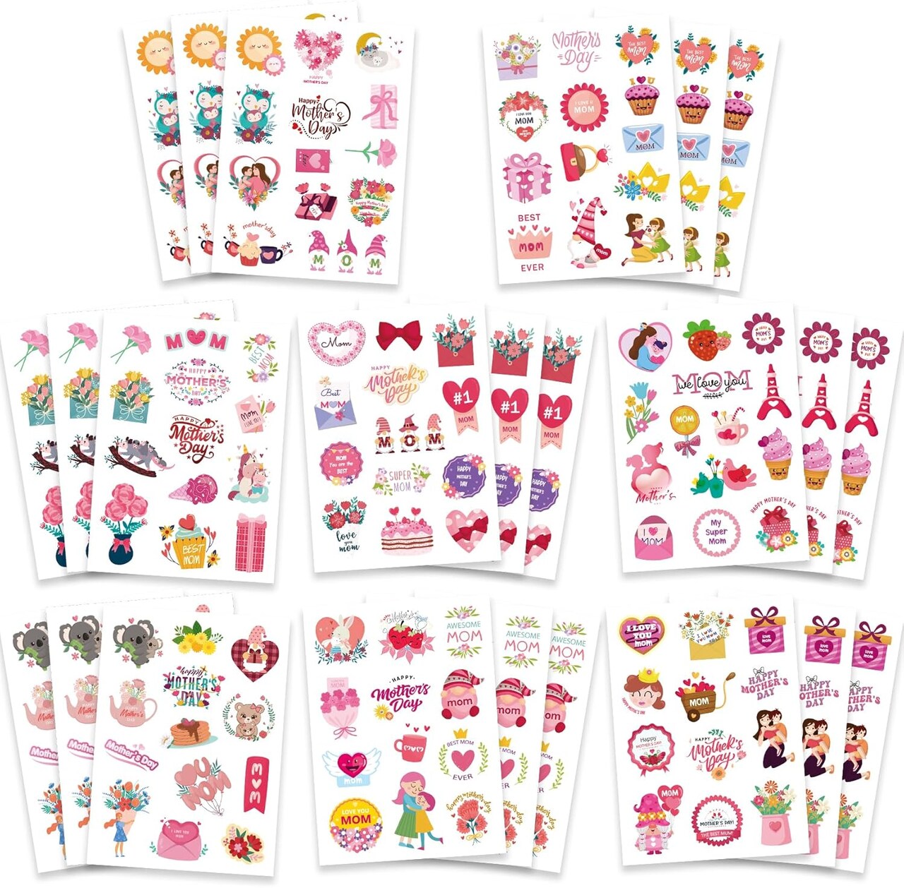 309PCS Happy Mother’s Day Stickers – Self-Adhesive Mom Decals for Cards, Gifts, Envelopes & Party Decorations